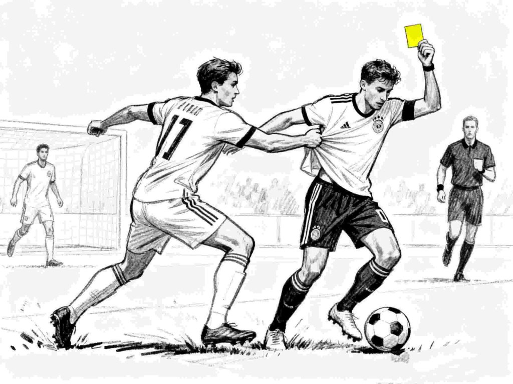 infractions that lead to yellow cards-pulling the jersey