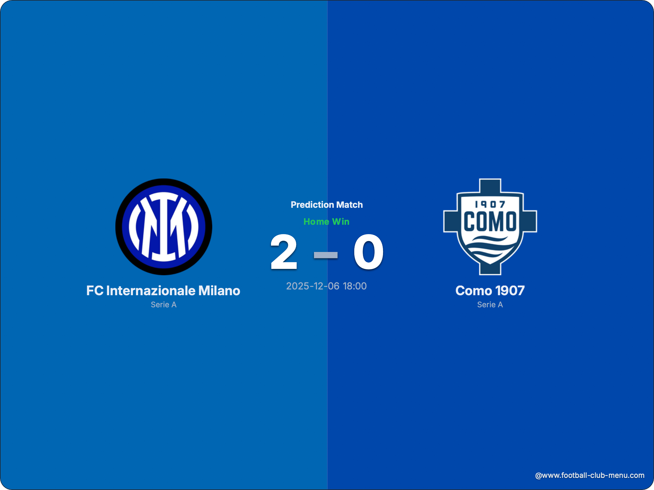 Match Prediction 2025–26 Serie A – Matchday 14 Inter vs Calcio Como